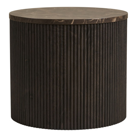 Stolik okrągły na ryflowanej podstawie Rota 45cm imitacja marmuru / ciemny brąz House Nordic