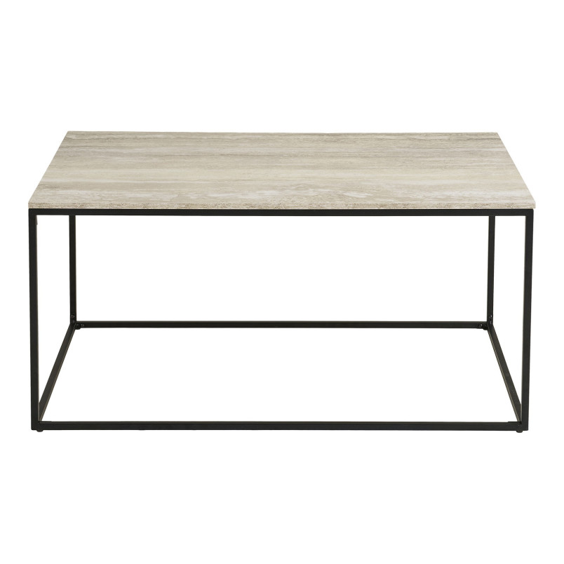 Stolik kawowy prostokątny Vita 90x60cm imitacja trawertynu / czarny House Nordic