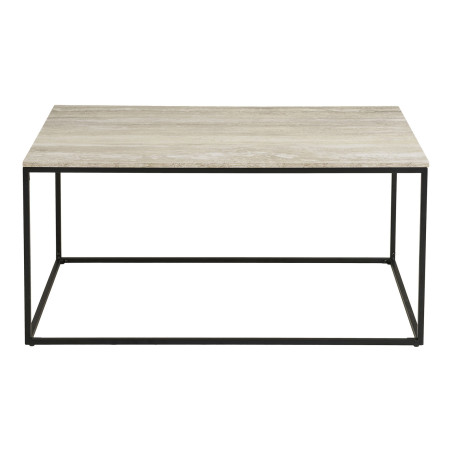 Stolik kawowy prostokątny Vita 90x60cm imitacja trawertynu / czarny House Nordic