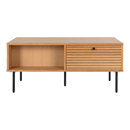 Stolik kawowy fornirowany z 2 szufladami Kyoto 100x50cm dąb naturalny House Nordic