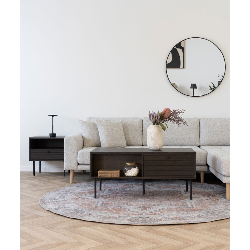 Stolik kawowy fornirowany z 2 szufladami Kyoto 100x50cm dąb dymiony House Nordic