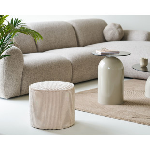 Pufa sztruksowa okrągła Taupo 40cm beżowa House Nordic
