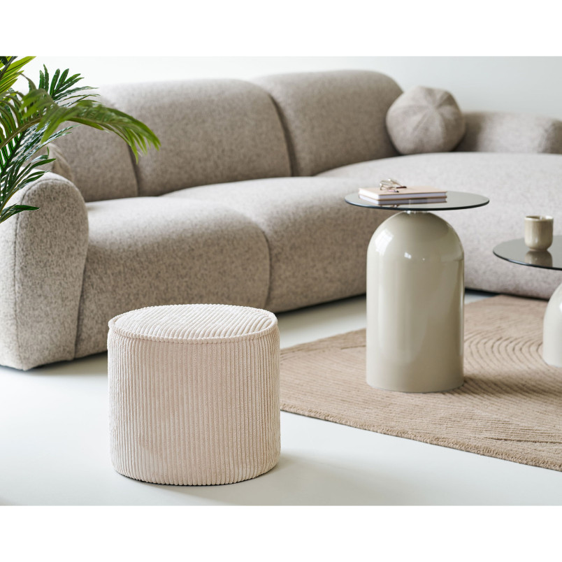 Pufa sztruksowa okrągła Taupo 40cm beżowa House Nordic