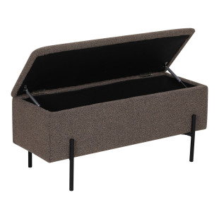 Ławka tapicerowana ze schowkiem Watford 95x36,5cm brązowa boucla House Nordic
