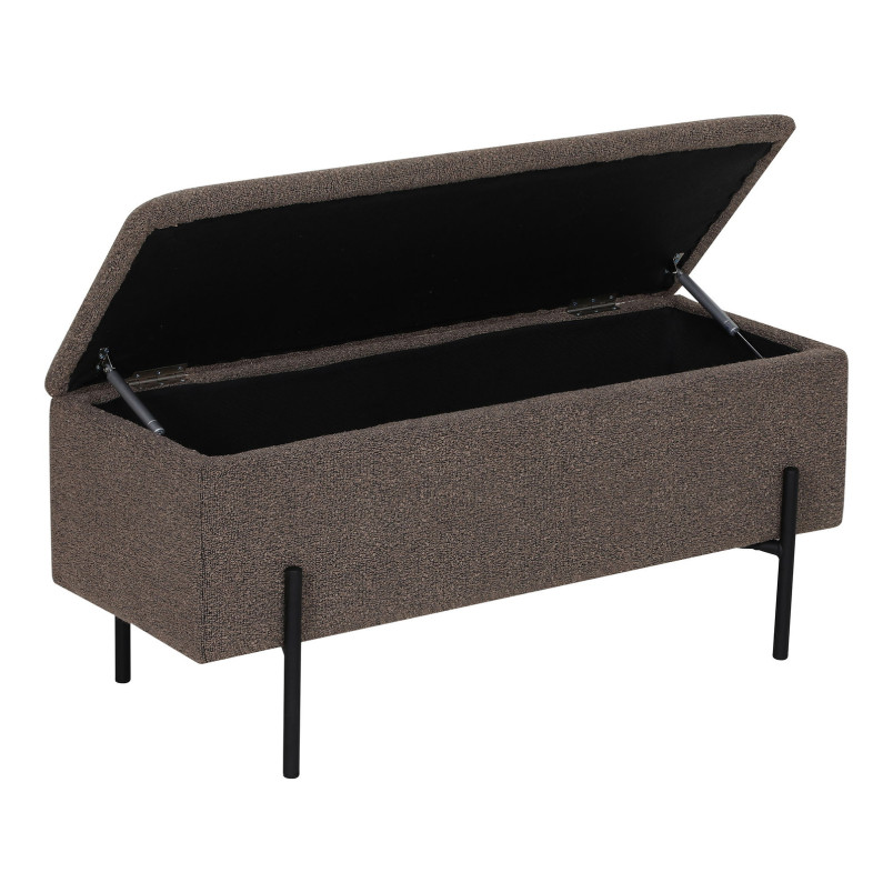 Ławka tapicerowana ze schowkiem Watford 95x36,5cm brązowa boucla House Nordic