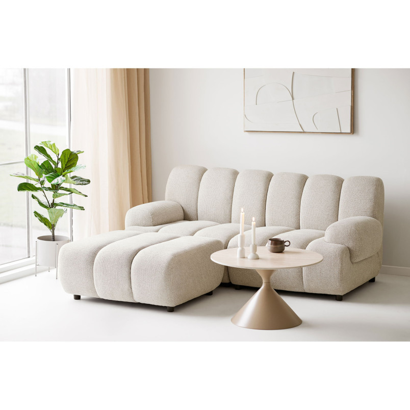 Sofa modułowa Taza 2,5-osobowa z pufem piaskowa lewa House Nordic