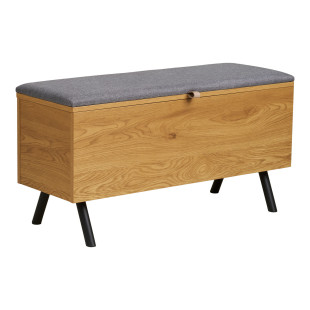 Ławka ze schowkiem do przedpokoju Barco 92cm szary / drewno House Nordic