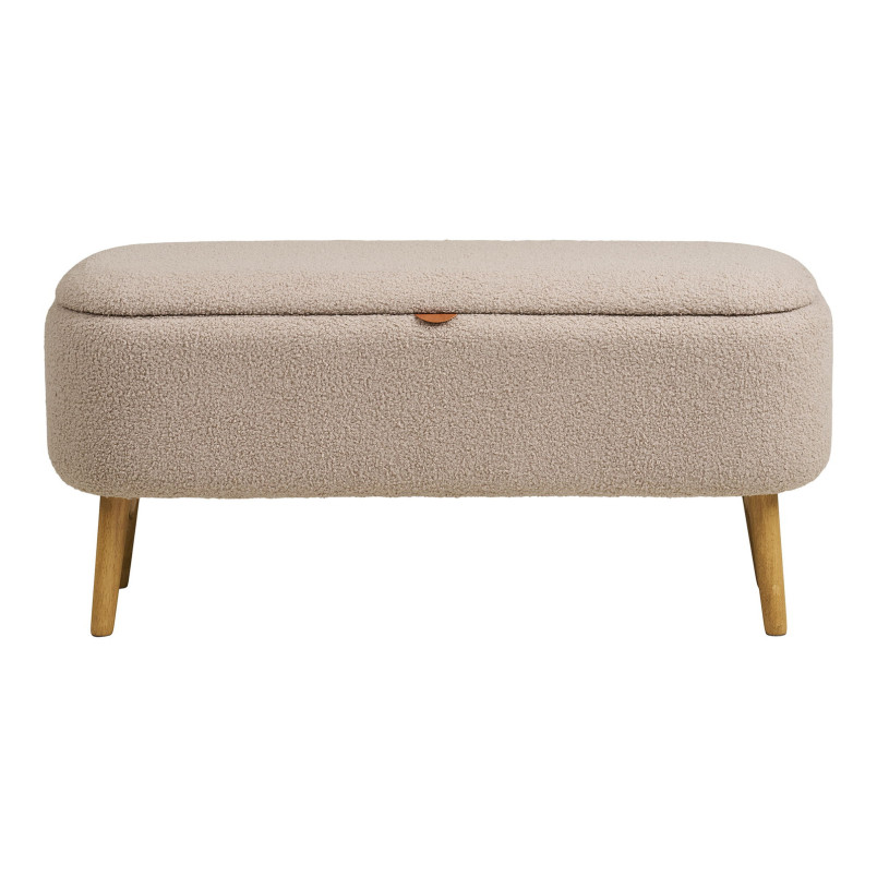 Ławka tapicerowana na nóżkach z pojemnikiem Harlow 95x37cm beż / drewno House Nordic