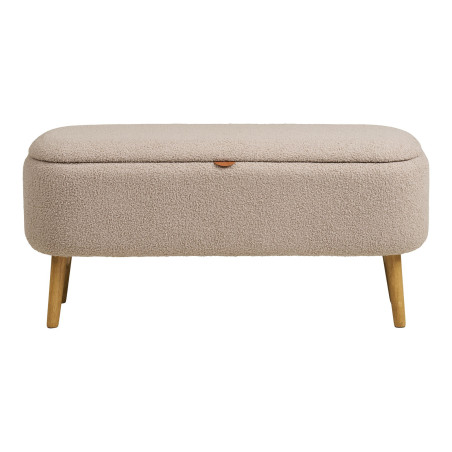 Ławka tapicerowana na nóżkach z pojemnikiem Harlow 95x37cm beż / drewno House Nordic