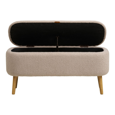 Ławka tapicerowana na nóżkach z pojemnikiem Harlow 95x37cm beż / drewno House Nordic