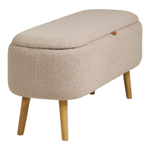 Ławka tapicerowana na nóżkach z pojemnikiem Harlow 95x37cm beż / drewno House Nordic