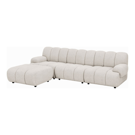 Sofa modułowa Taza 3,5-osobowa z pufem piaskowa, lewa House Nordic