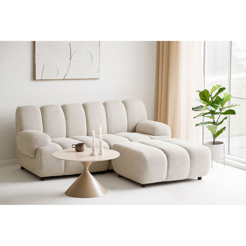 Sofa modułowa Taza 2,5-osobowa z pufem piaskowa, prawa House Nordic