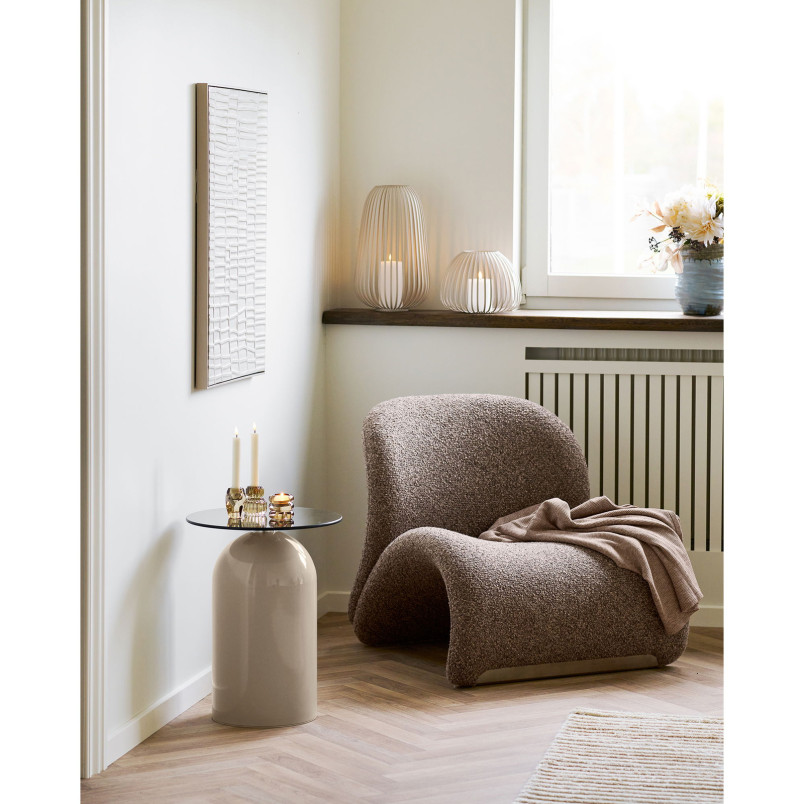 Fotel designerski tapicerowany Sofia brązowy House Nordic