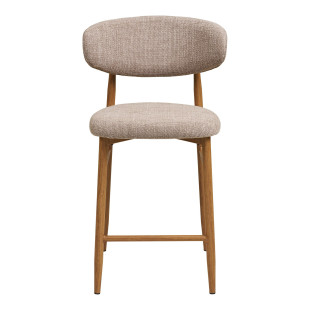 Krzesło barowe tapicerowane Levanto 65cm piaskowy / dąb House Nordic