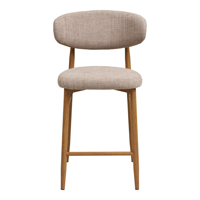 Krzesło barowe tapicerowane Levanto 65cm piaskowy / dąb House Nordic