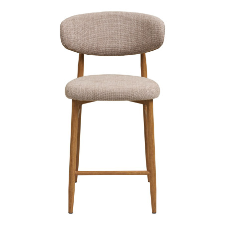 Krzesło barowe tapicerowane Levanto 65cm piaskowy / dąb House Nordic