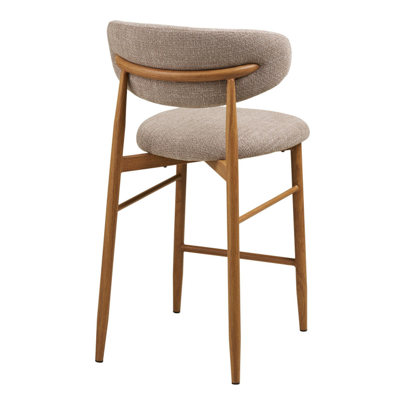 Krzesło barowe tapicerowane Levanto 65cm piaskowy / dąb House Nordic