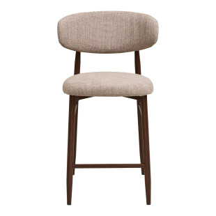 Krzesło barowe tapicerowane Levanto 65cm piaskowy / orzech House Nordic