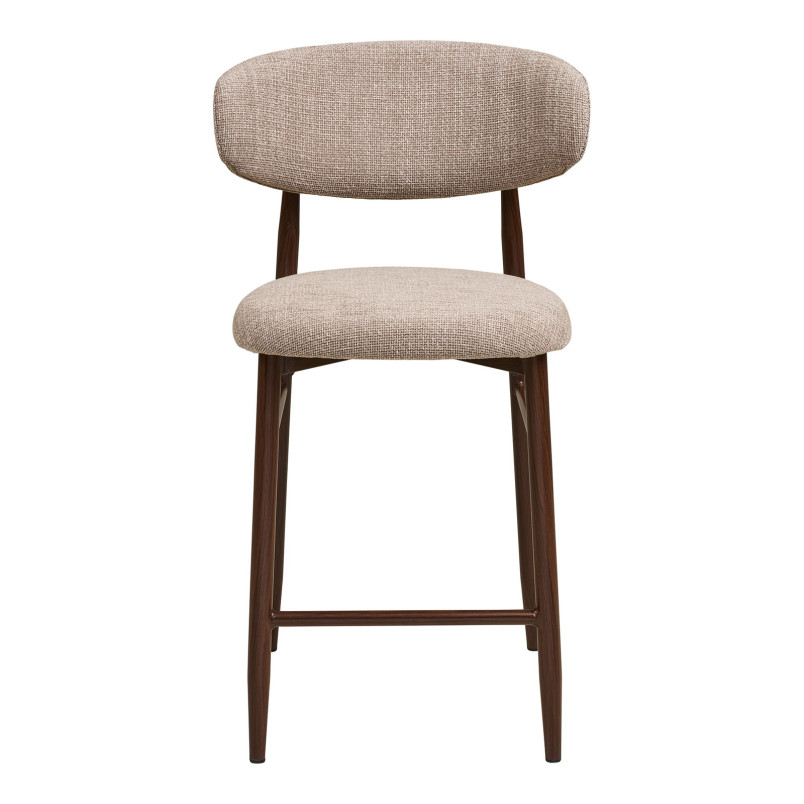 Krzesło barowe tapicerowane Levanto 65cm piaskowy / orzech House Nordic