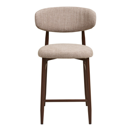 Krzesło barowe tapicerowane Levanto 65cm piaskowy / orzech House Nordic