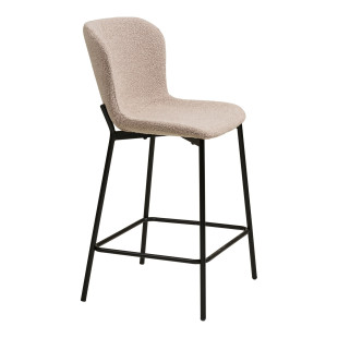Krzesło barowe tapicerowane tkanina boucle Maceda 65cm beżowy / czarny House Nordic