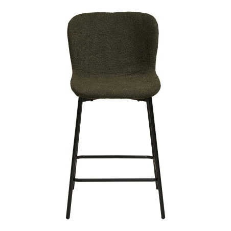 Krzesło barowe tapicerowane tkanina boucle Maceda 65cm ciemny zielony / czarny House Nordic