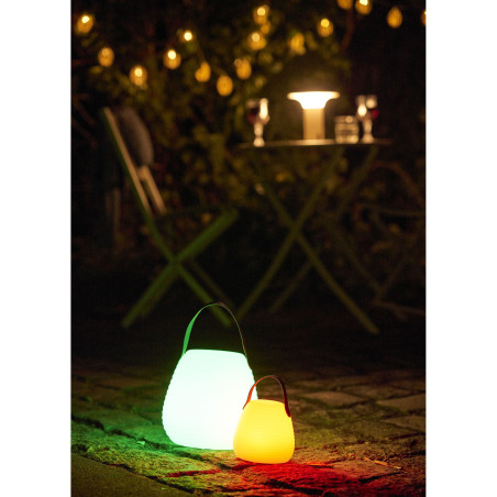 Lampa ogrodowa przenośna Derry LED RGM 13cm biała z paskiem House Nordic