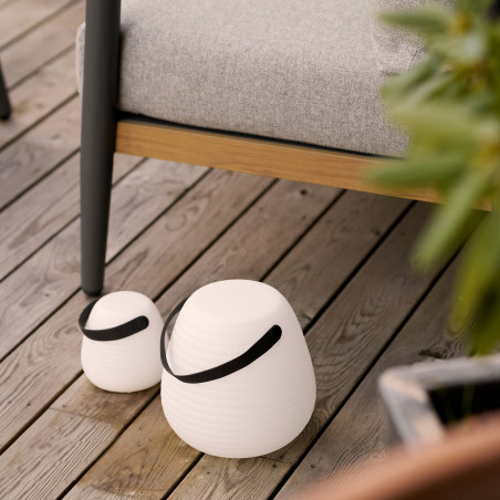 Lampa ogrodowa przenośna Derry LED RGM 13cm biała z paskiem House Nordic