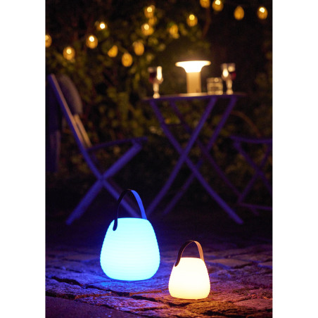 Lampa ogrodowa przenośna Derry LED RGM 13cm biała z paskiem House Nordic