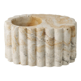 Świecznik cementowy wabi-sabi ryflowany brązowo-beżowy 10,5x6cm House Nordic