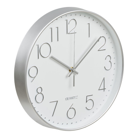 Zegar ścienny okrągły z cichym mechanizmem Lalibela 30cm srebrny House Nordic