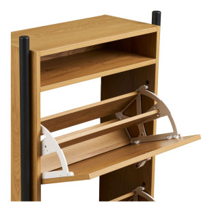 Szafka na buty dwukomorowa do przedpokoju Barco 118cm szary / drewno House Nordic