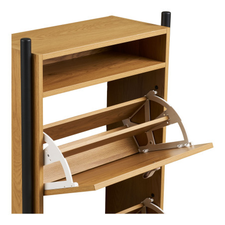Szafka na buty dwukomorowa do przedpokoju Barco 118cm szary / drewno House Nordic