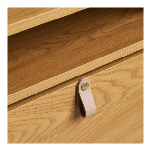 Szafka na buty dwukomorowa do przedpokoju Barco 118cm szary / drewno House Nordic