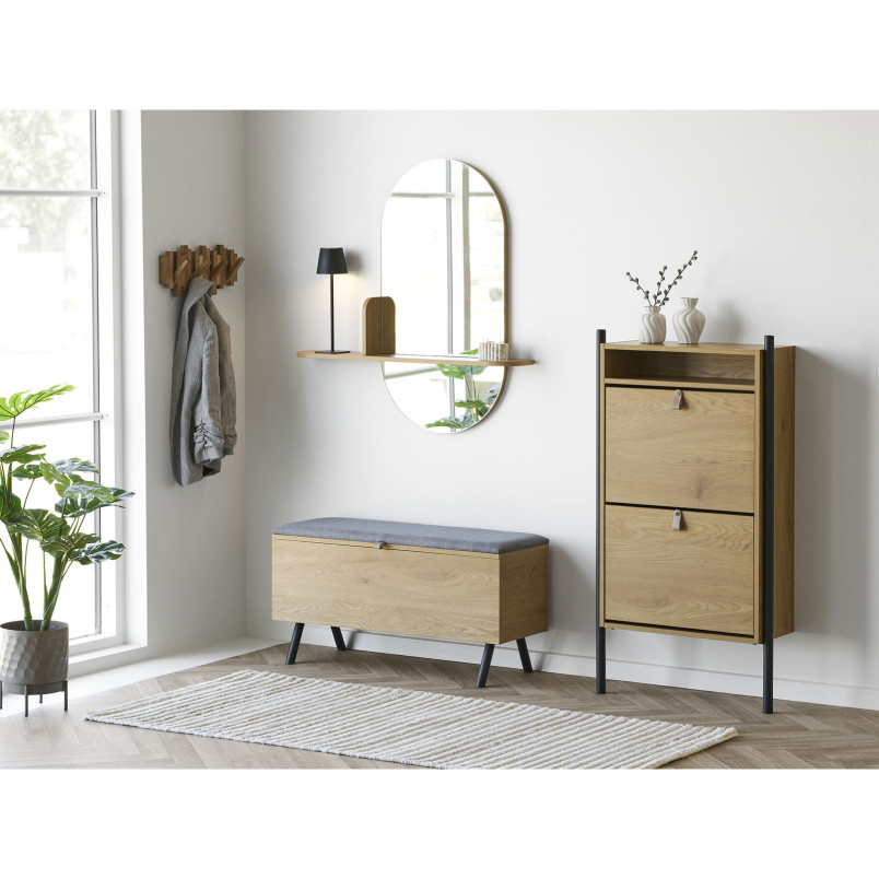 Lustro owalne z drewnianą półką Barco 92cm House Nordic