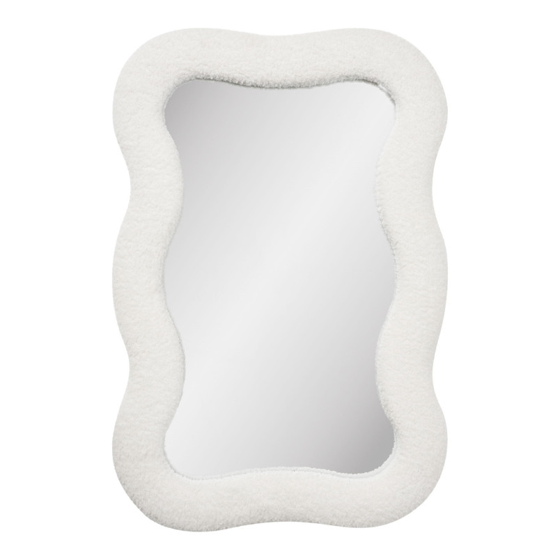 Lustro organiczne w tkaninowej ramie teddy Bosaro 80x54cm białe House Nordic
