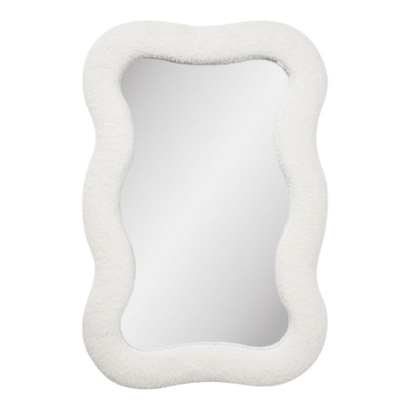 Lustro organiczne w tkaninowej ramie teddy Bosaro 80x54cm białe House Nordic
