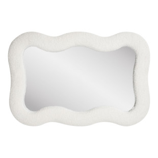 Lustro organiczne w tkaninowej ramie teddy Bosaro 80x54cm białe House Nordic