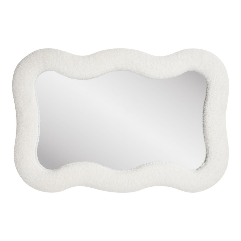 Lustro organiczne w tkaninowej ramie teddy Bosaro 80x54cm białe House Nordic