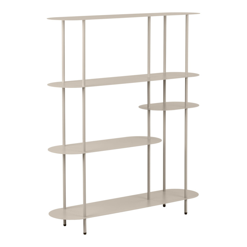 Regał metalowy asymetryczny Rieti 5 półek 139x118x31cm piaskowy House Nordic