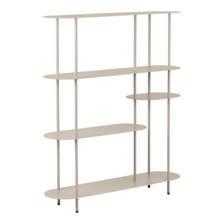 Regał metalowy asymetryczny Rieti 5 półek 139x118x31cm piaskowy House Nordic