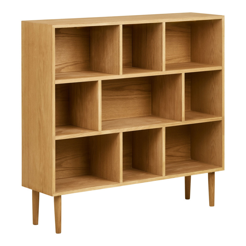 Regał dębowy fornirowany na nóżkach z otwartymi półkami Oshawa 112x30cm House Nordic