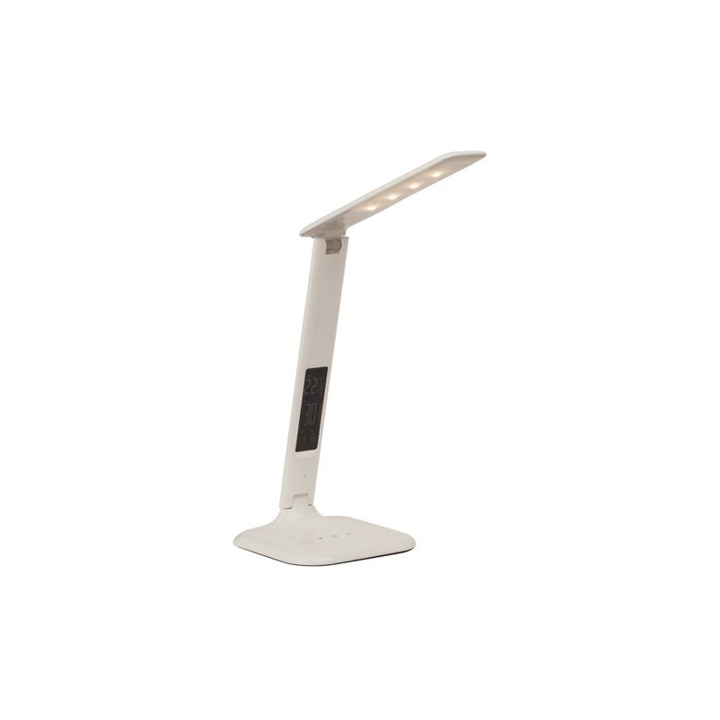 Lampa biurkowa LED z zegarem | Brilliant Glenn | Biała
