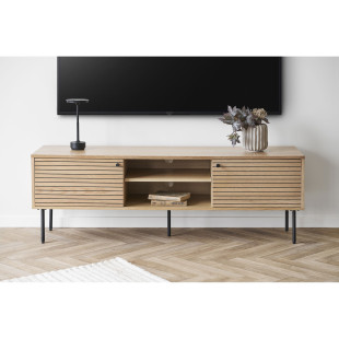 Szafka RTV fornirowana na nóżkach Kyoto 150x40cm dąb naturalny House Nordic