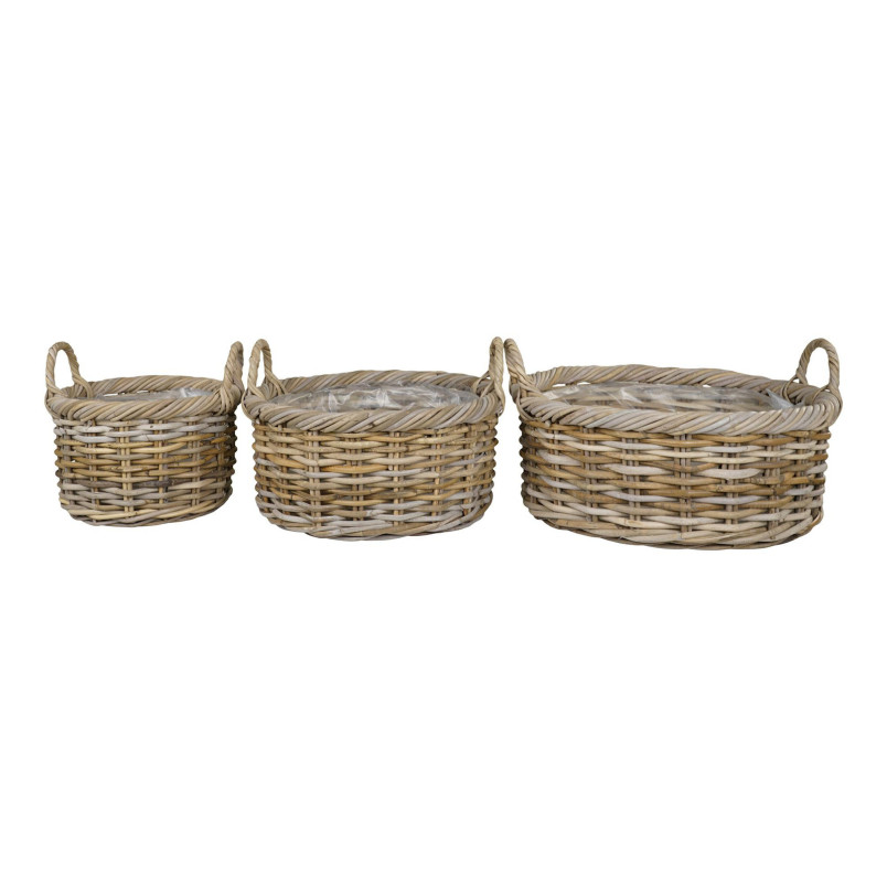 Zestaw 3 koszy rattanowych z uchwytami Kuta House Nordic