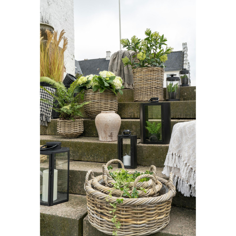 Zestaw 3 koszy rattanowych z uchwytami Kuta House Nordic