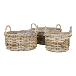 Zestaw 3 koszy rattanowych z uchwytami Kuta House Nordic