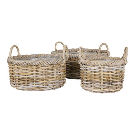 Zestaw 3 koszy rattanowych z uchwytami Kuta House Nordic