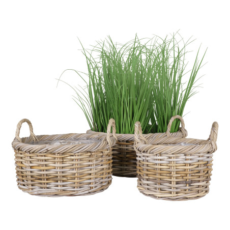 Zestaw 3 koszy rattanowych z uchwytami Kuta House Nordic